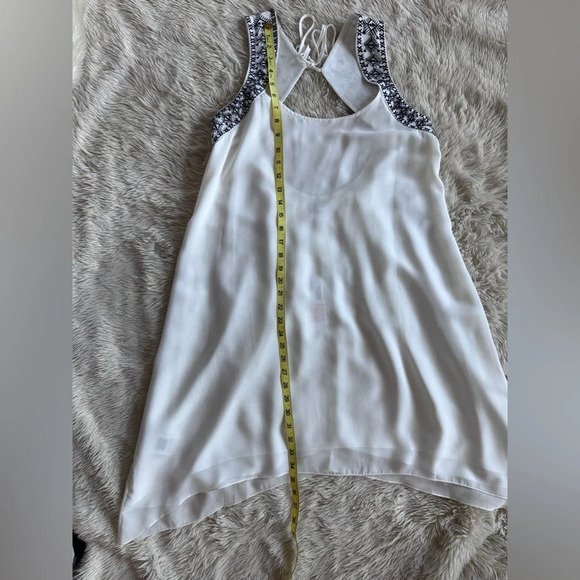 BCBG Generation White Embroidered Chiffon Mini Dress with Open Back Size M - Picture 11 of 16